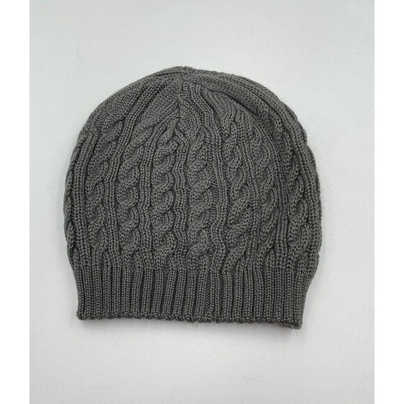 Cable Knit Beanie Womens Gray One Size Wool Acrylic - Picture 8 of 9